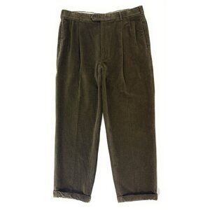 Hertling Mens Pants Pleated Cuffed Corduroy Trousers Size 36x29 Made In USA